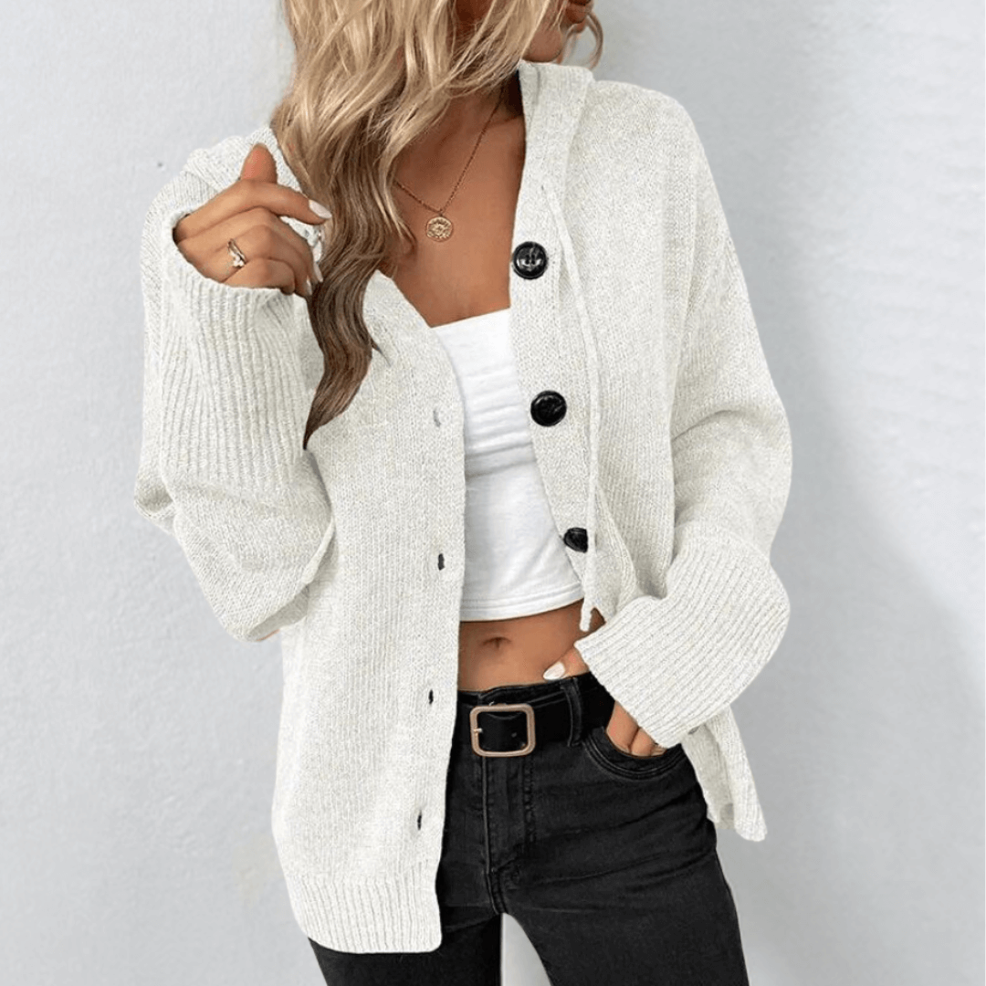 Knitted Warm Cardigan with Buttons for Women