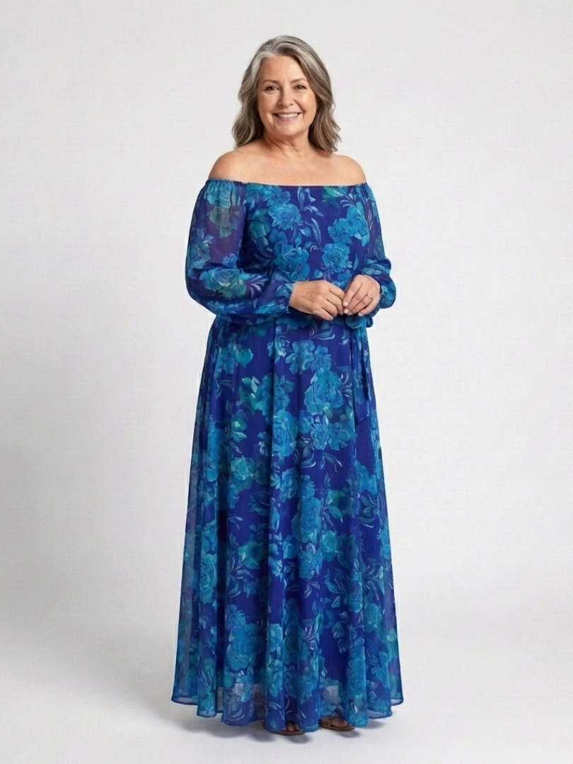 Ellis & Johnson™ | Off Shoulder Floral Maxi Dress