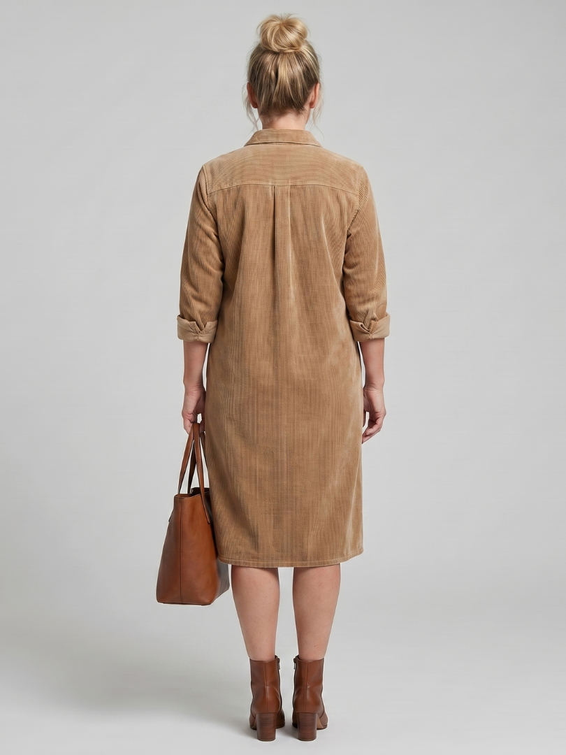 Pema | Long Sleeve Patch Pockets Midi Dress
