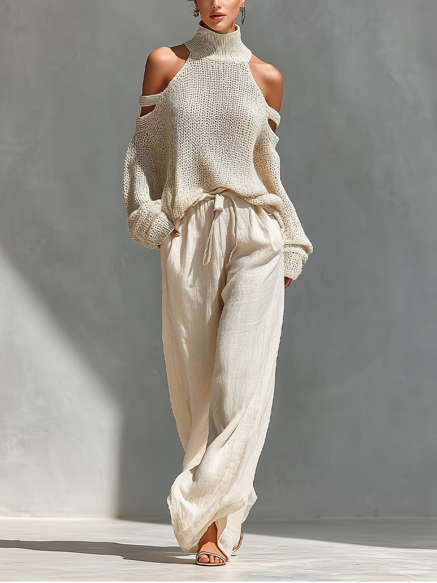 Canisse | High-neck knit set and wide-leg pants