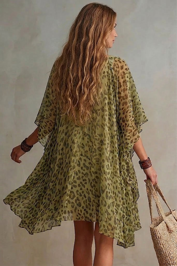 Harper | Chiffon Dress with Leopard Print