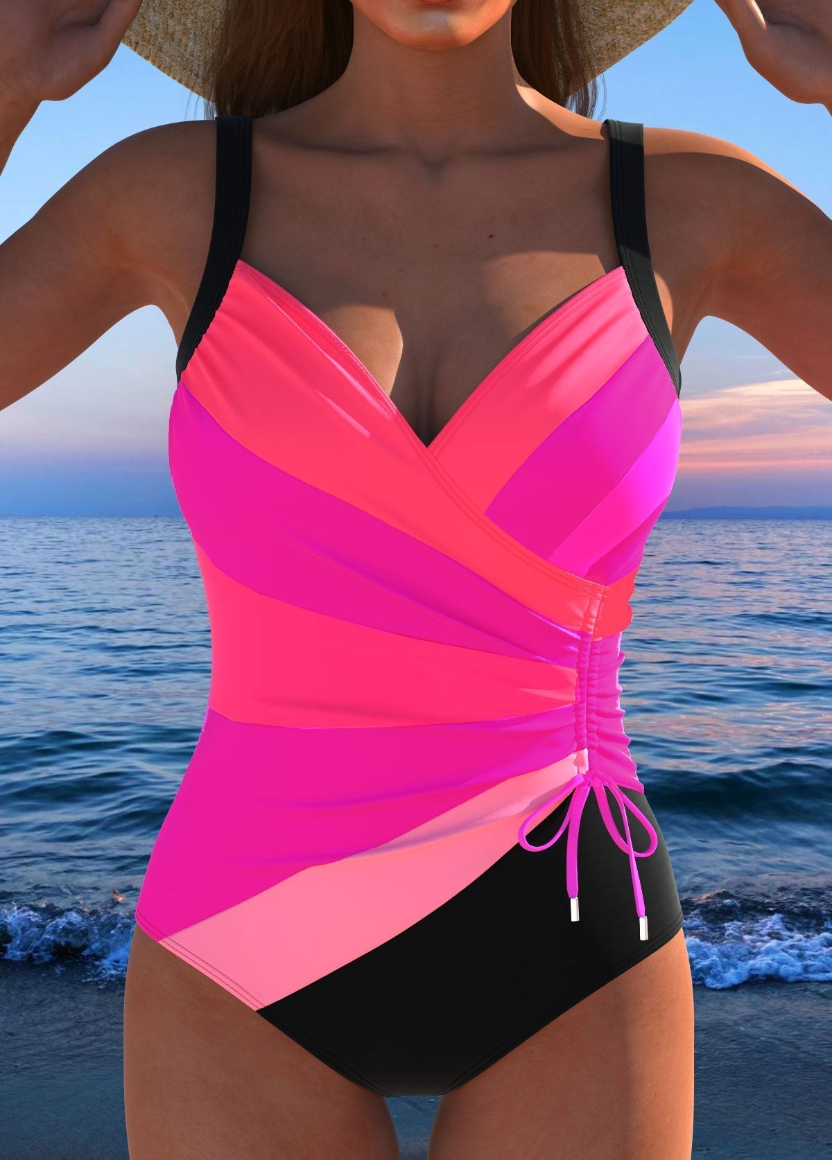 Luxury Crossed Swimsuit with Colorful Print