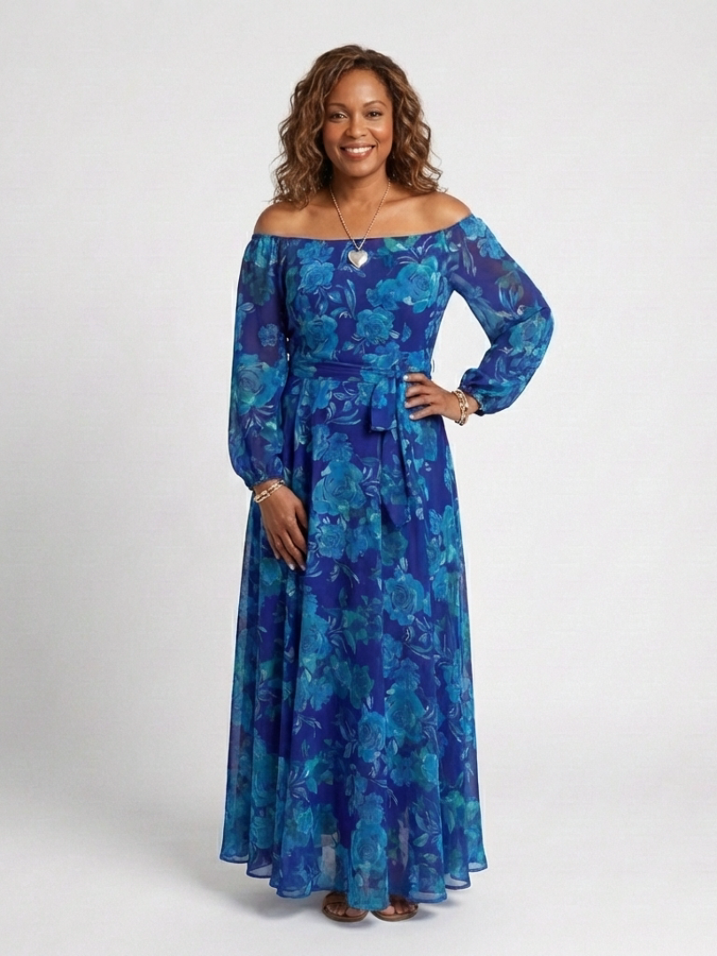 Ellis & Johnson™ | Off Shoulder Floral Maxi Dress