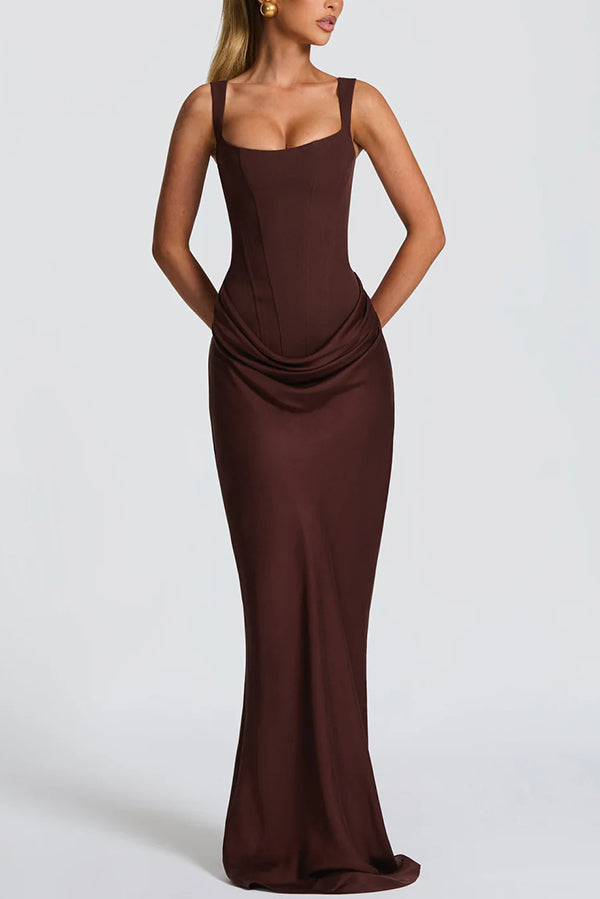 ÉLÉONORE | Square-Neck Corset Maxi Dress