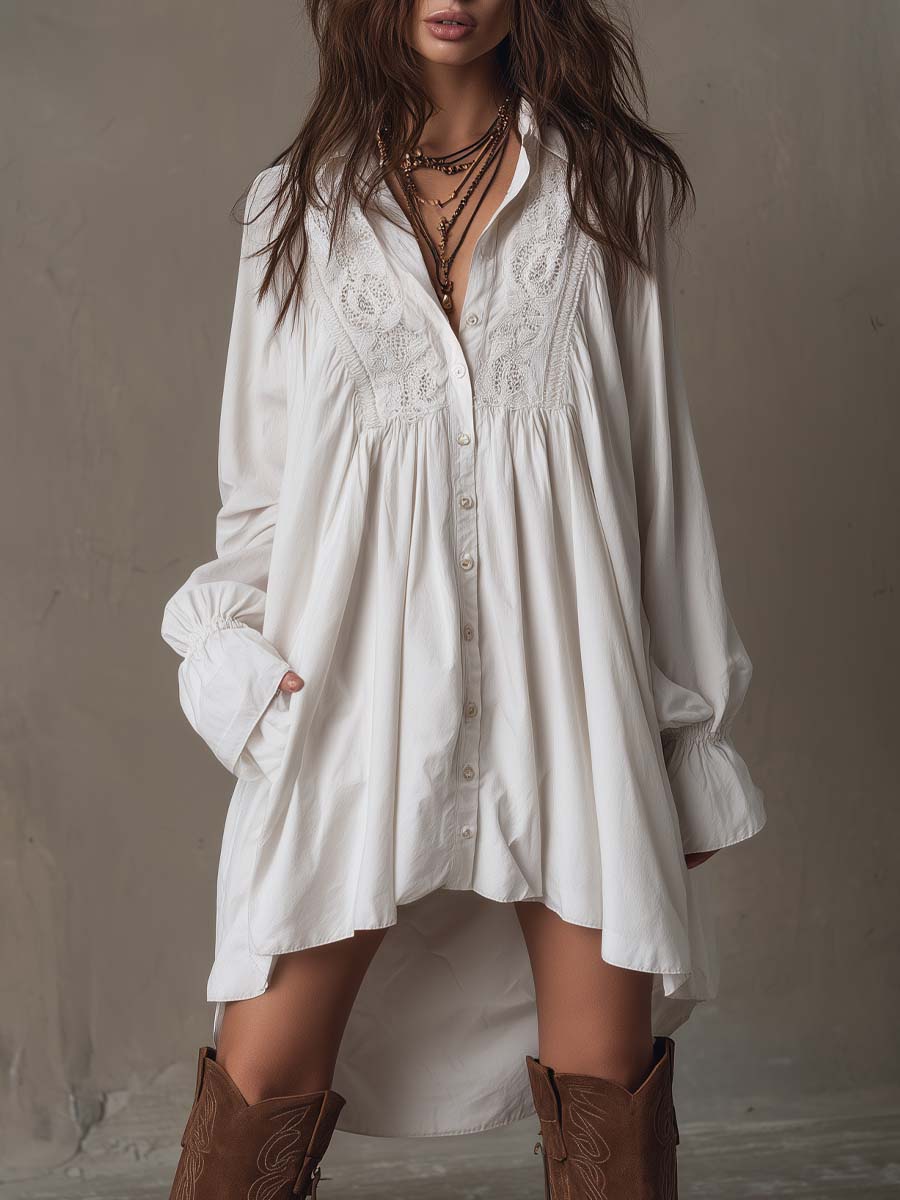 Anastasiaâ„¢ | Lace Shirt Mini Dress
