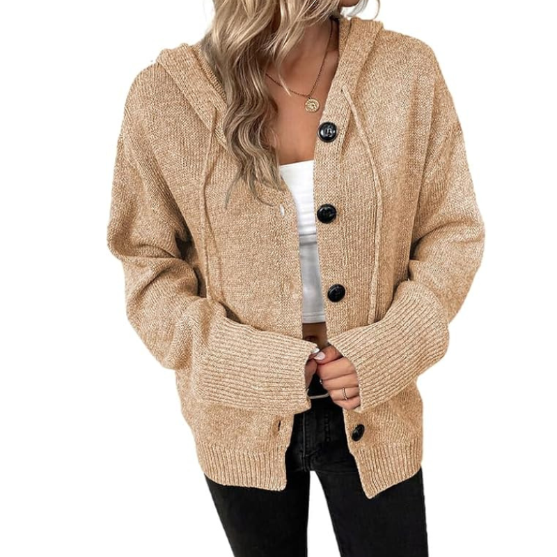 Knitted Warm Cardigan with Buttons for Women