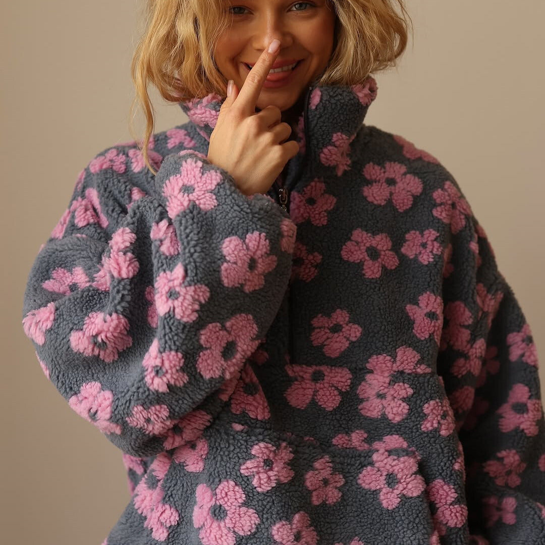 Daisy | Floral Fleece Pullover – Wells & Rose