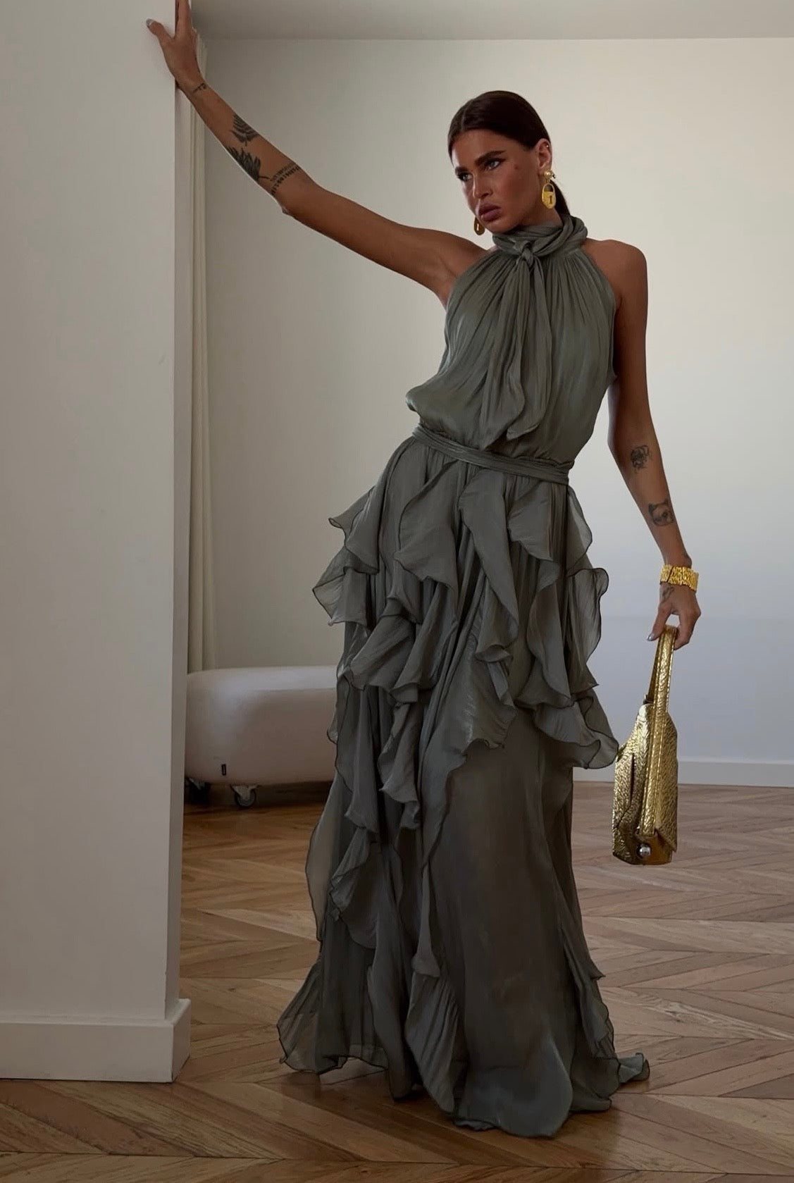 Maya | Maxi Dress with Cascading Ruffle Skirt