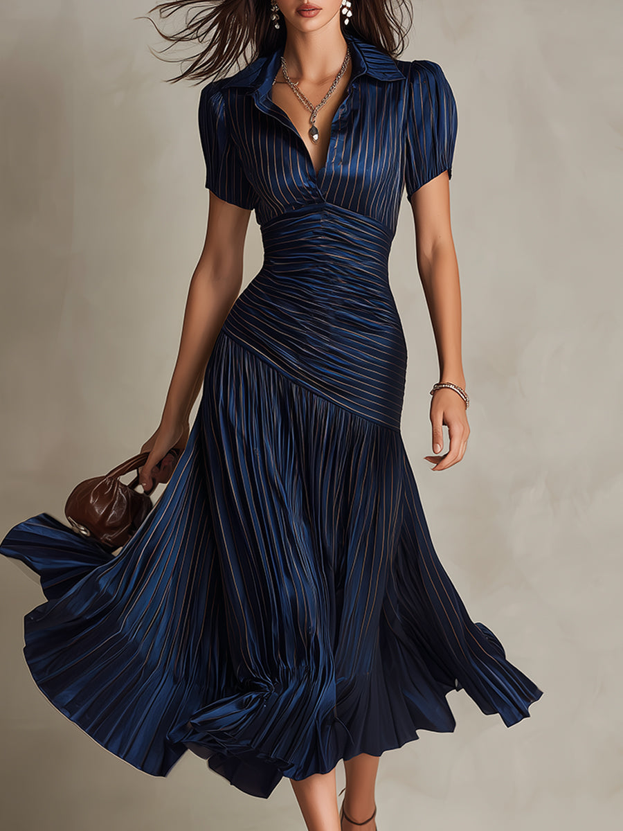 Eleanora | Retro Striped Midi Dress – Wells & Rose