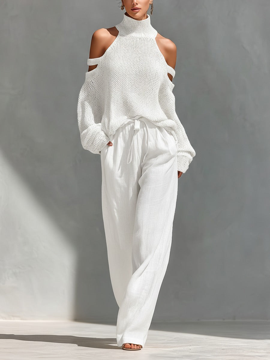 Canisse | High-neck knit set and wide-leg pants