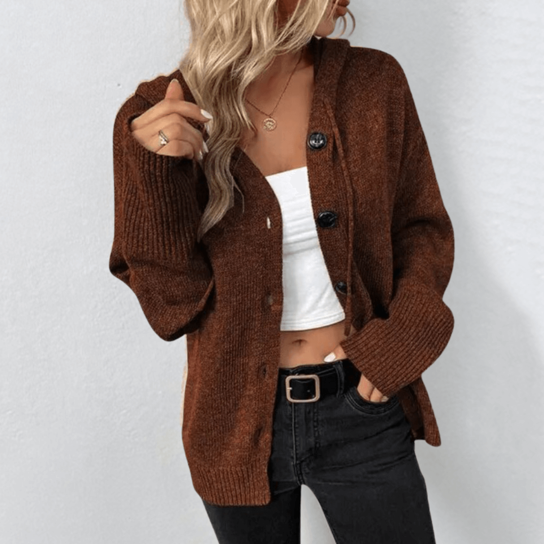Knitted Warm Cardigan with Buttons for Women