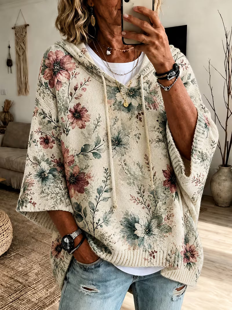 Maeveâ„¢ | Vintage Botanical Floral Hooded Sweater