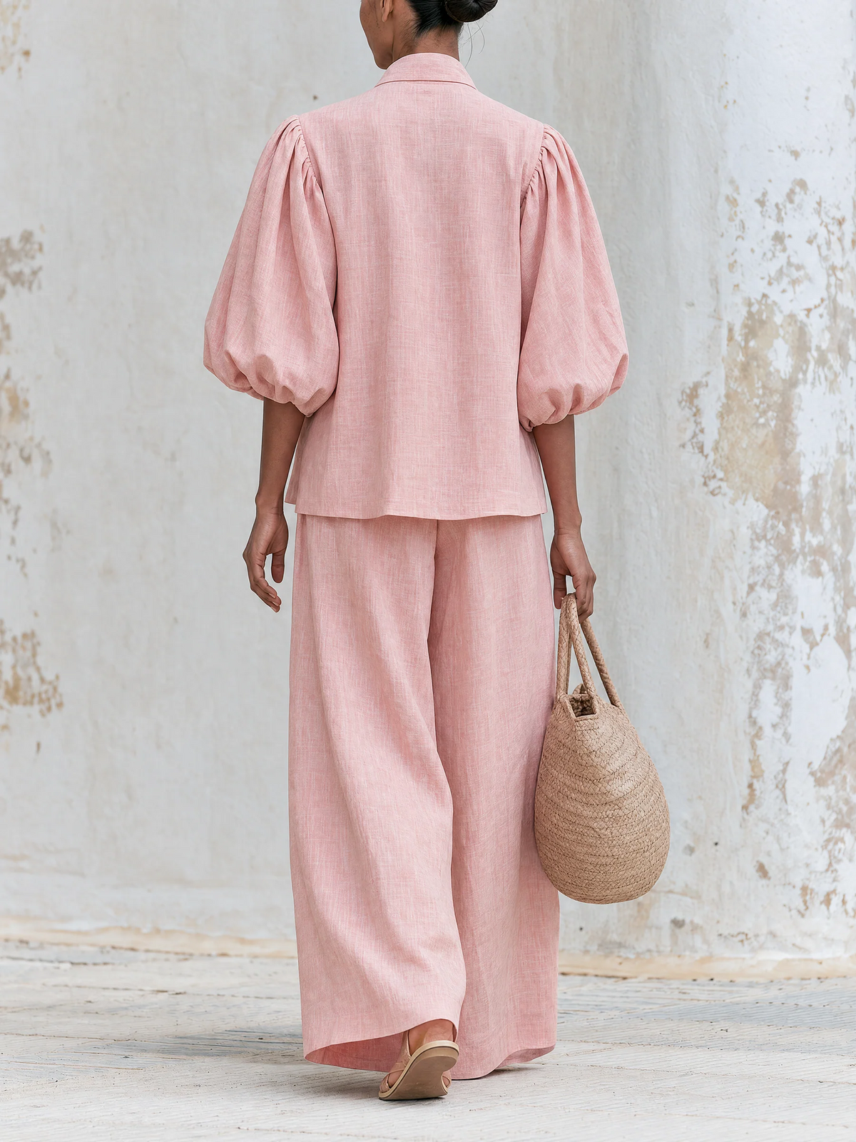 DELPHINE | Bow-Neck Top and Pants Set – Wells & Rose