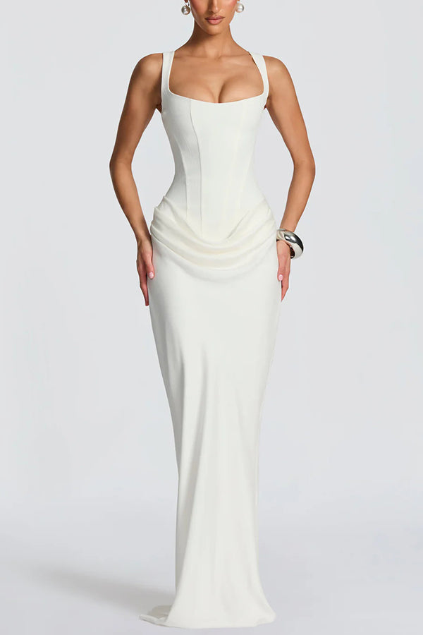 ÉLÉONORE | Square-Neck Corset Maxi Dress