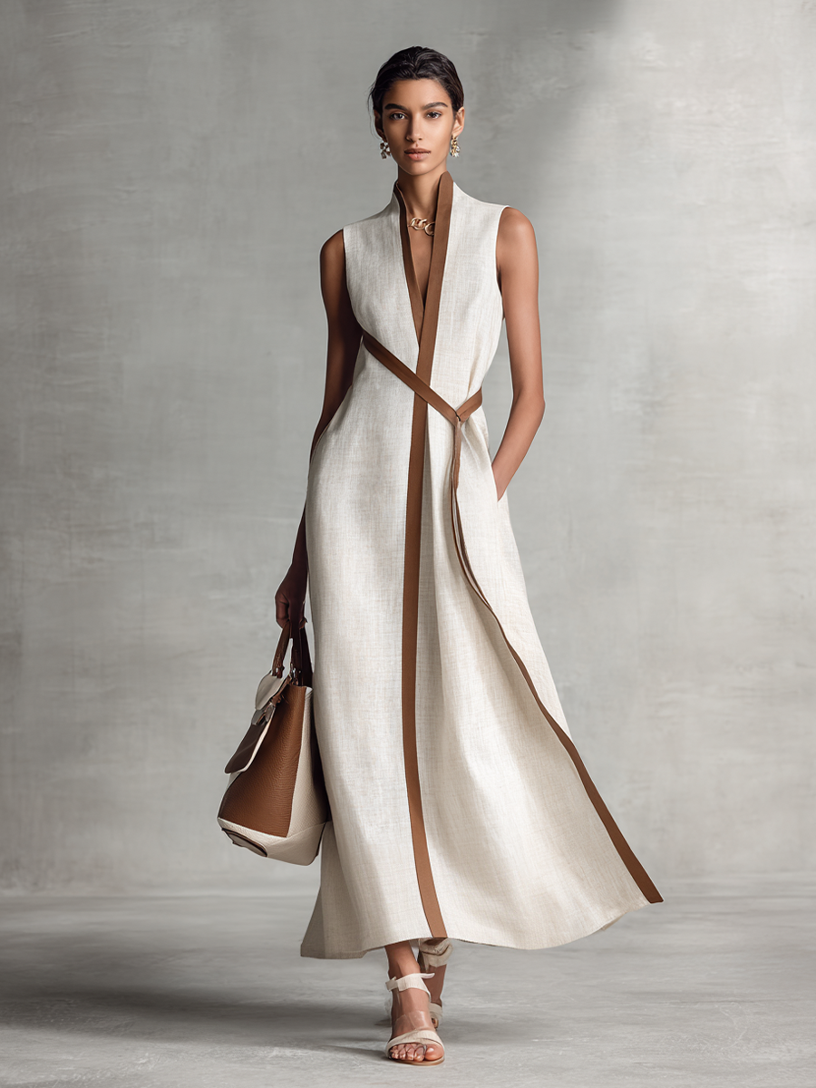 Cordelia | Sleeveless Tie-Waist Maxi Dress – Wells & Rose