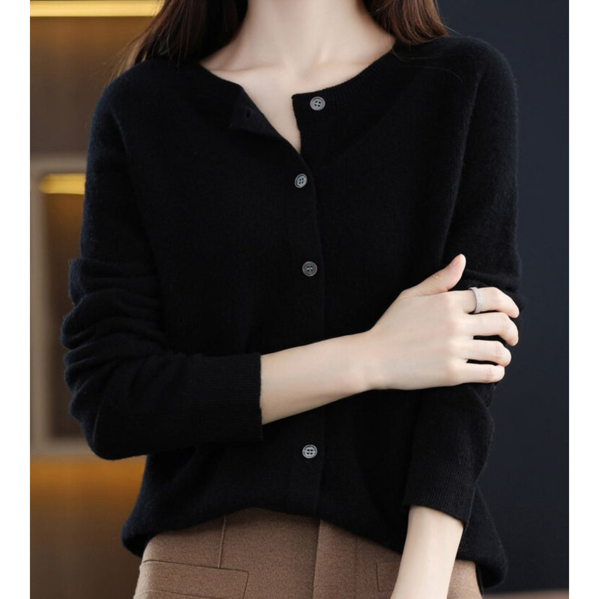 Mercy Cardigan for Women β Elegant Merino Wool & Soft Cardigan with Round Neck