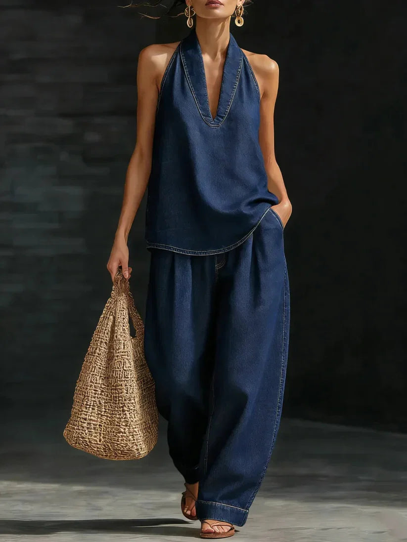 Martina | Fluid Long Set V-Neck