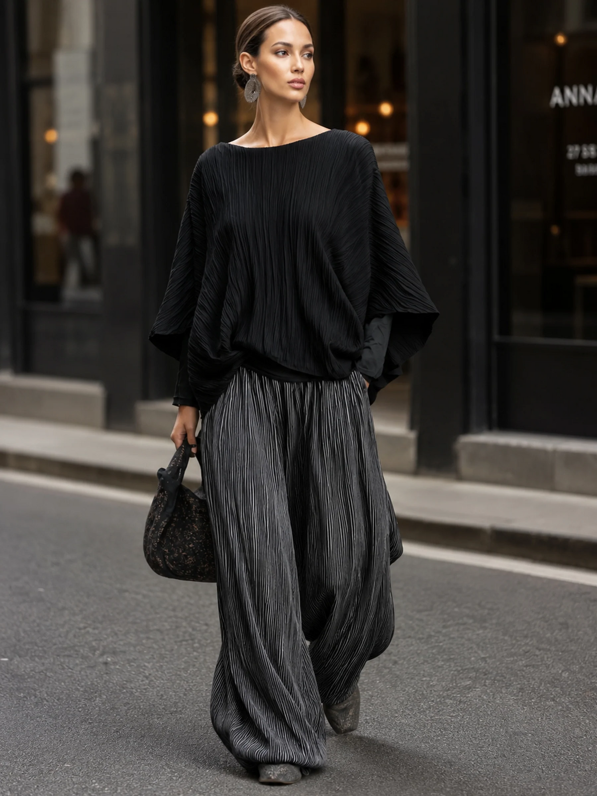 CORDELIA | Pleated Batwing Top and Pants Set – Wells & Rose