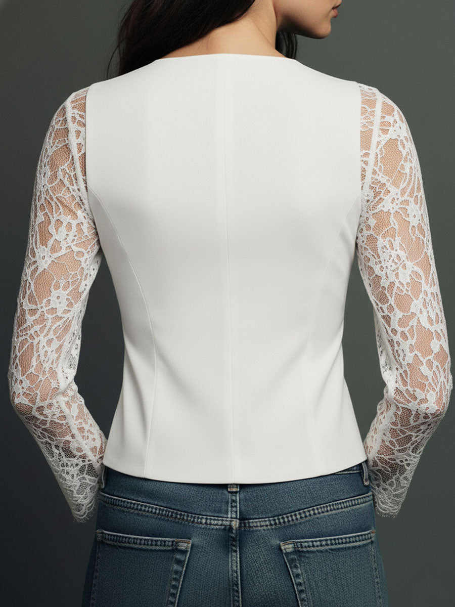 Consuelo | Black Blazer with Sheer Sleeves