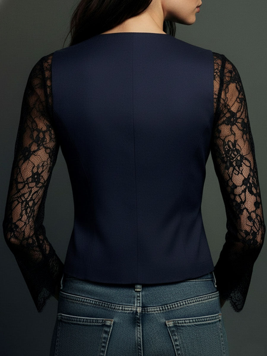 Consuelo | Black Blazer with Sheer Sleeves