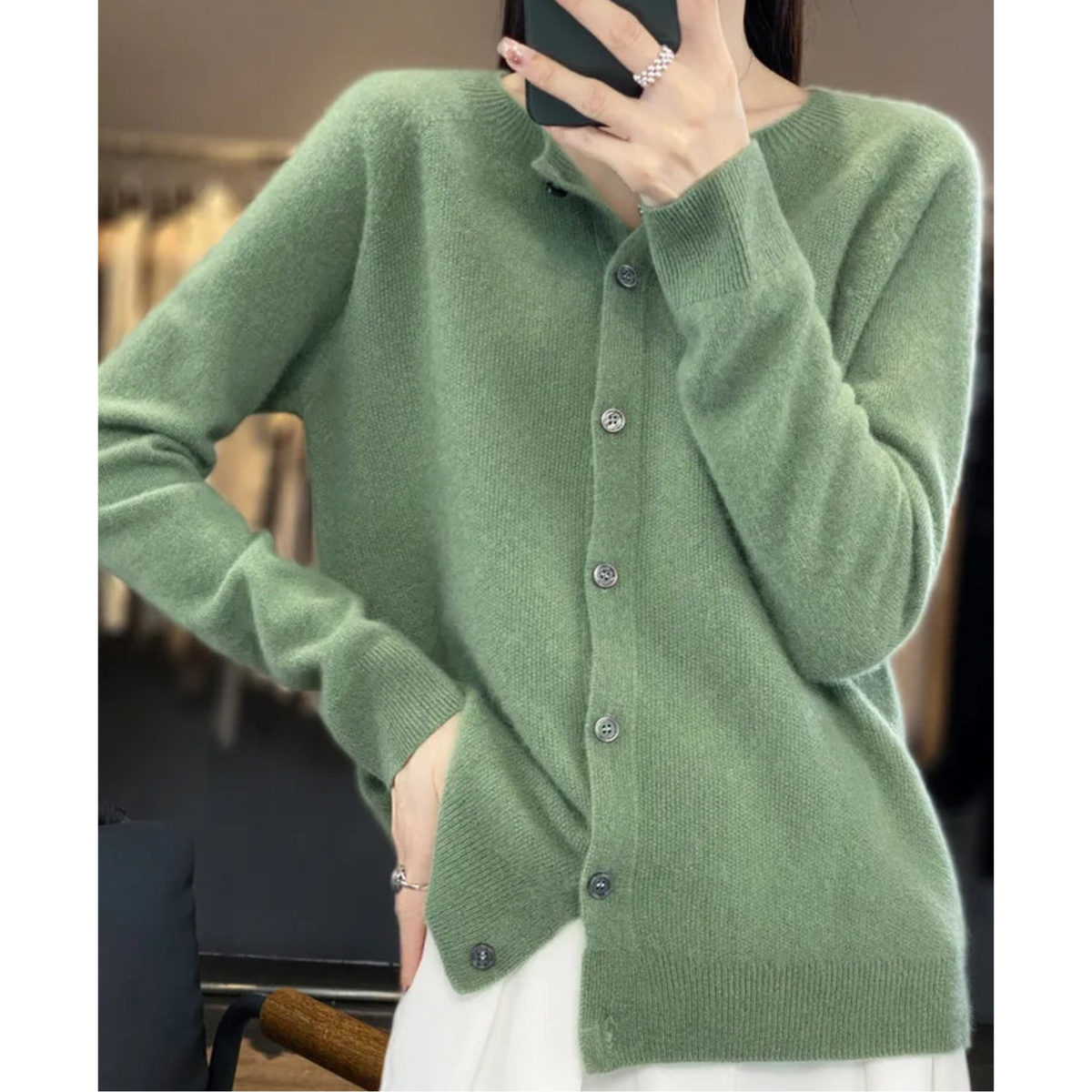 Mercy Cardigan for Women β Elegant Merino Wool & Soft Cardigan with Round Neck