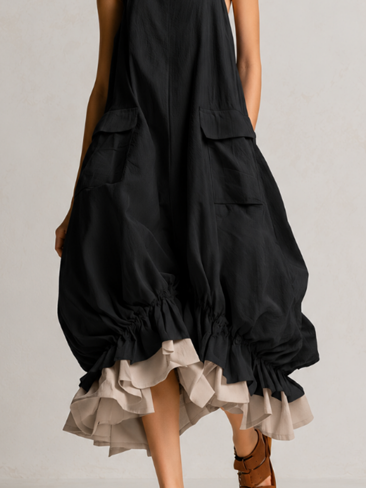 Thea | Black Pocket Bubble Dress – Wells & Rose