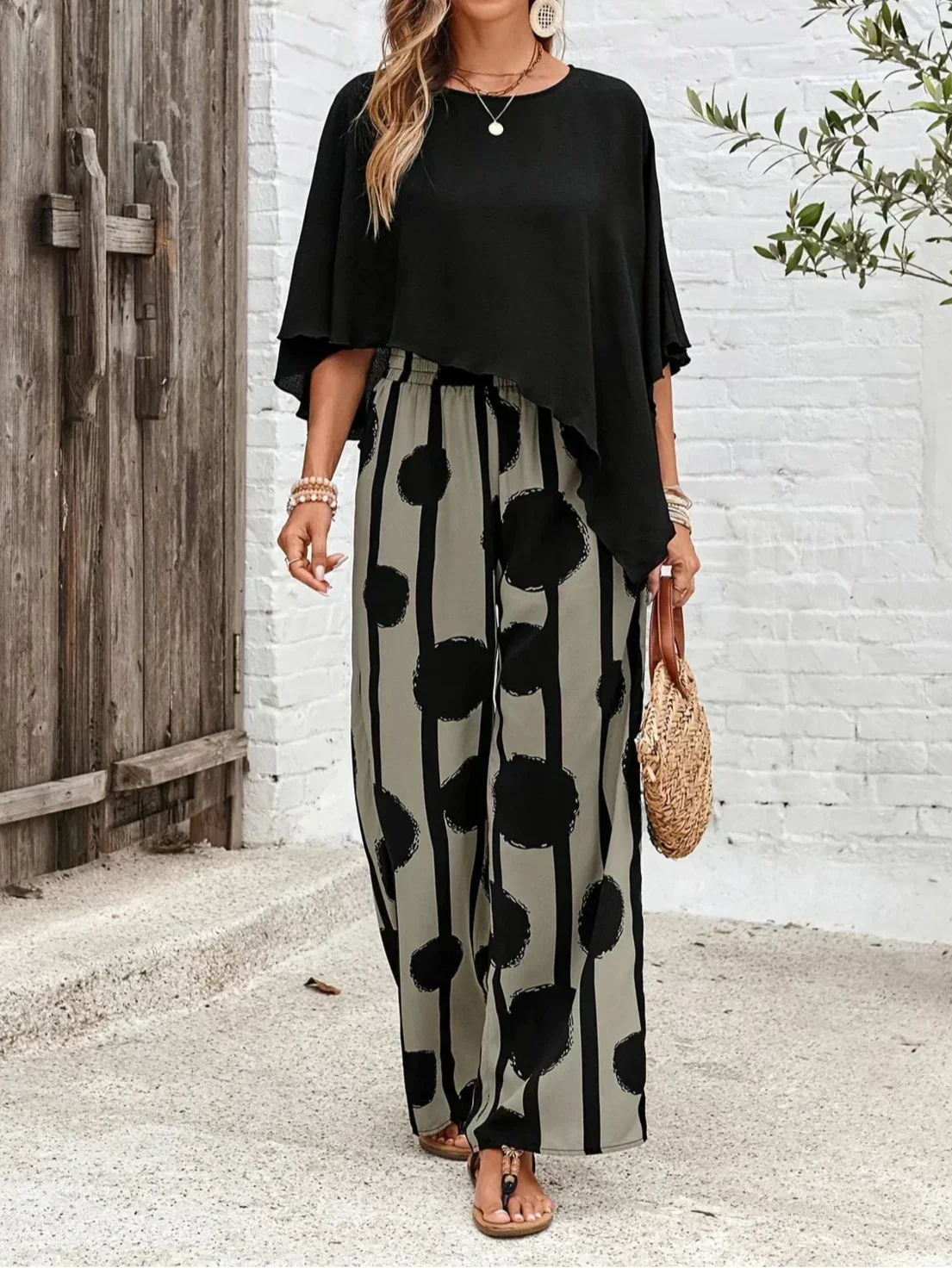 Valeriana™ | Asymmetrical Top and Boho Pants Set