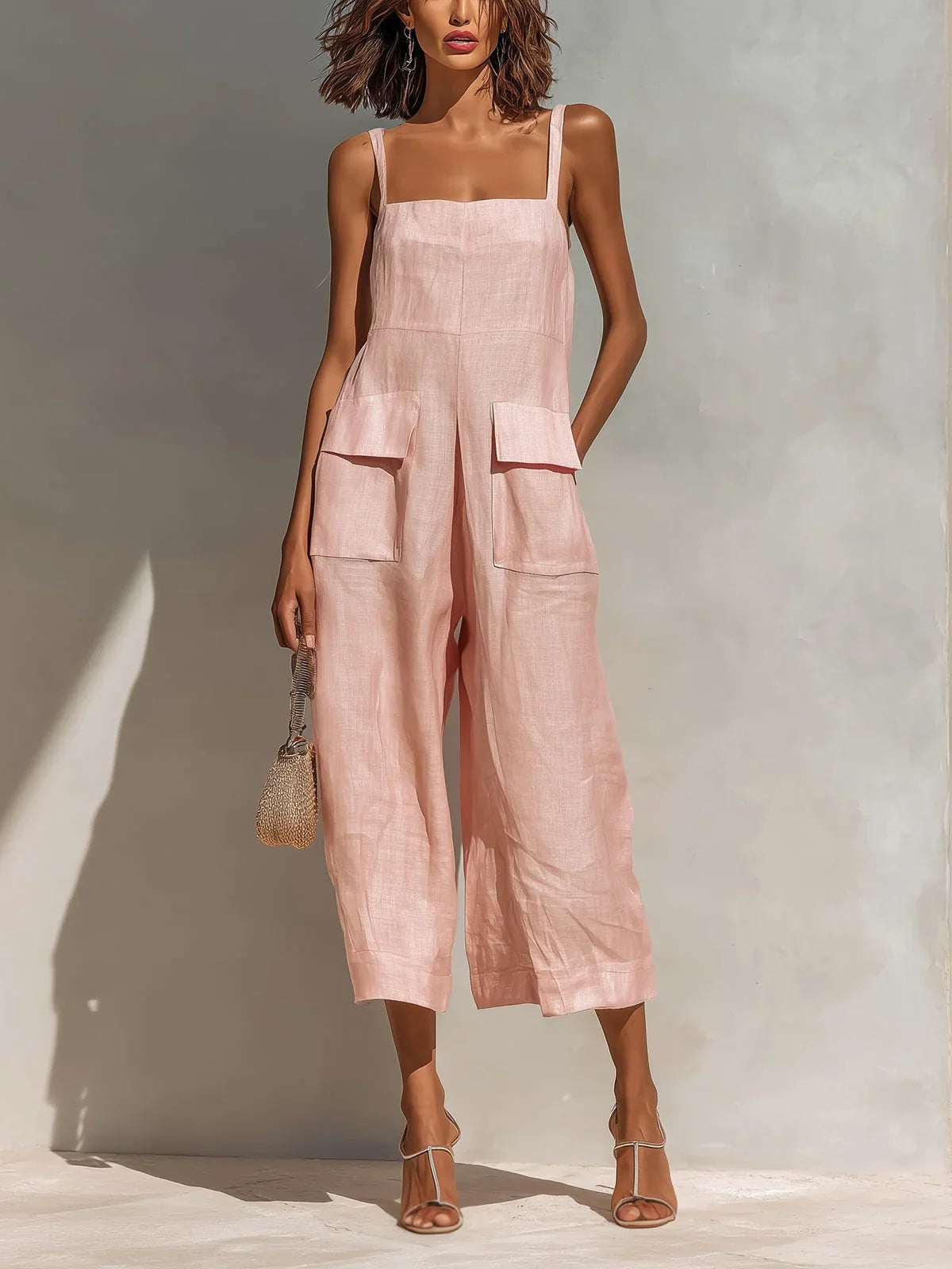 Simone | Linen-Cotton Wide-Leg Jumpsuit