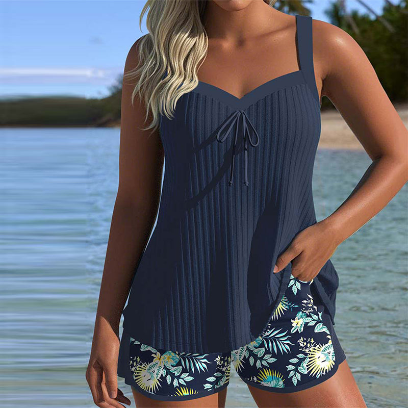 Julia | Striped Tankini with Two-Piece Swim Bottom