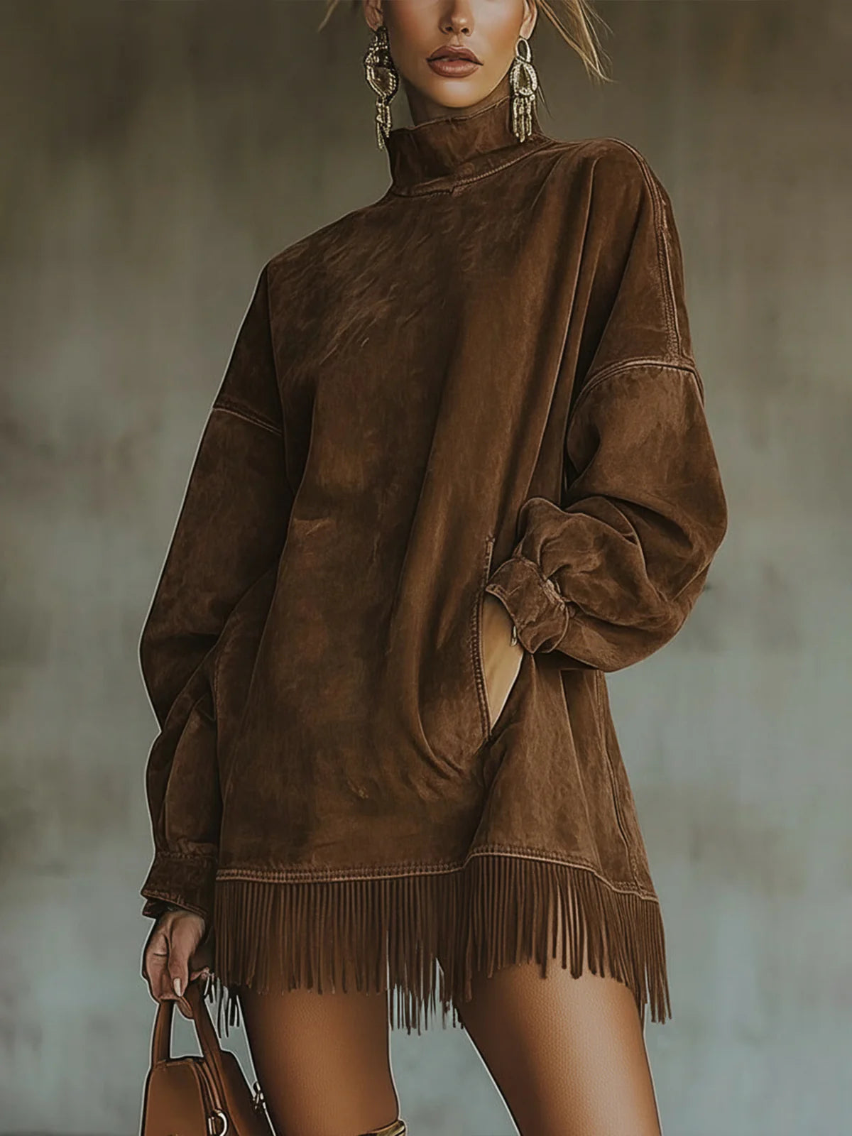 GABRIELLE | High-Neck Fringe Dress