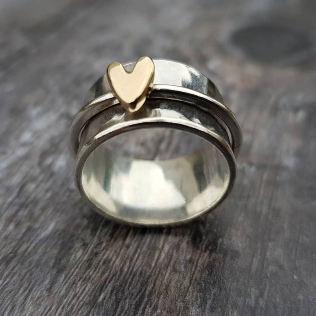Isabel - Silver Ring with Golden Heart