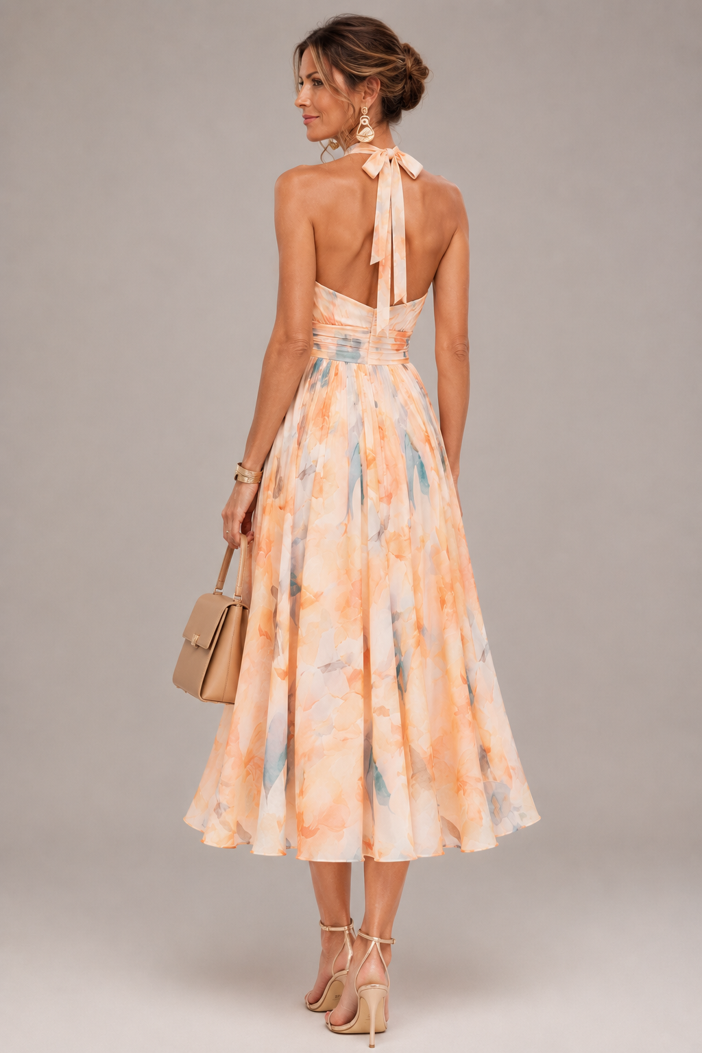 Aurore | Halter Maxi Dress with Watercolor Print