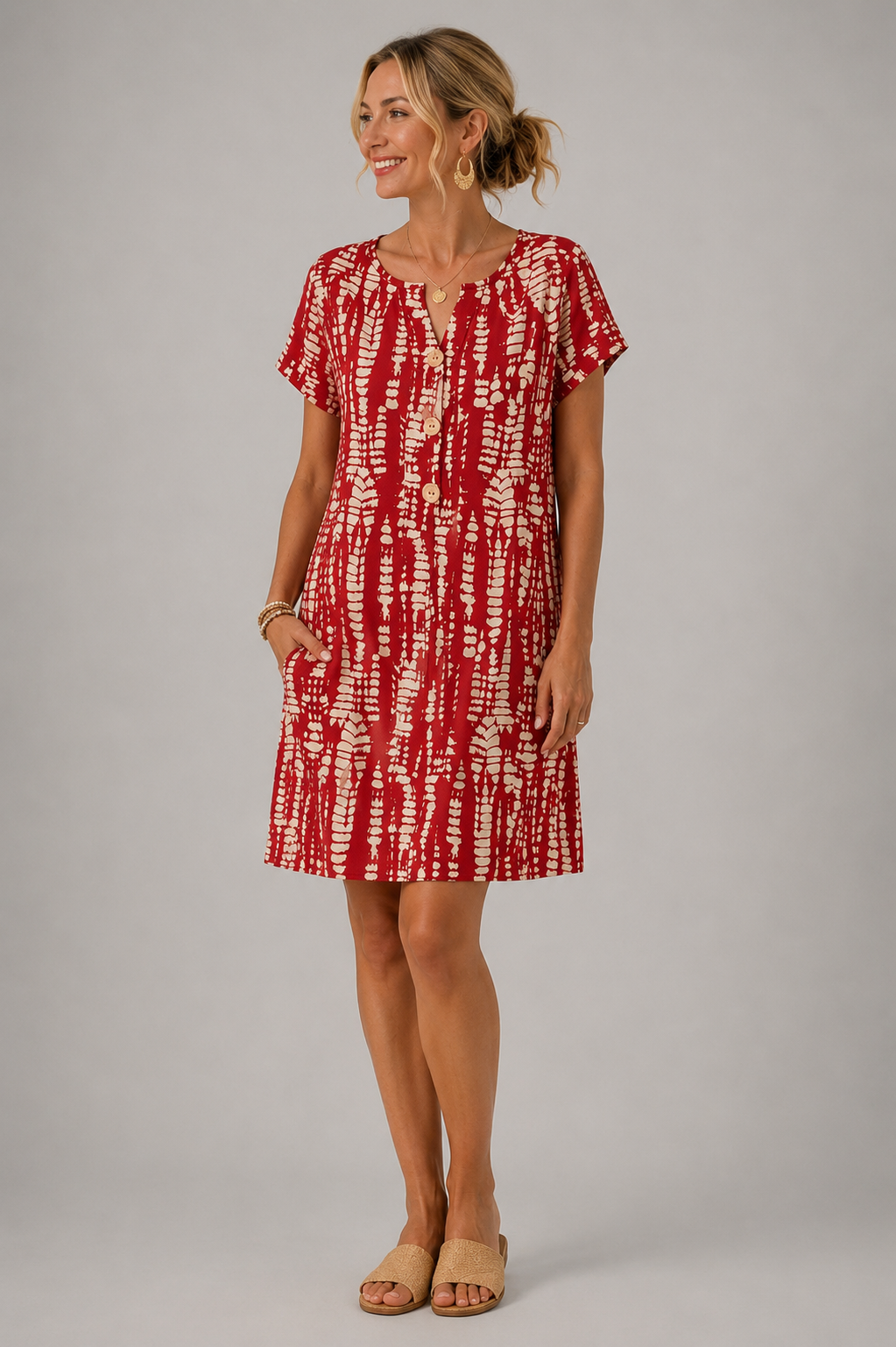 Constance | Knee-Length Colorblock Dress with V-Neck