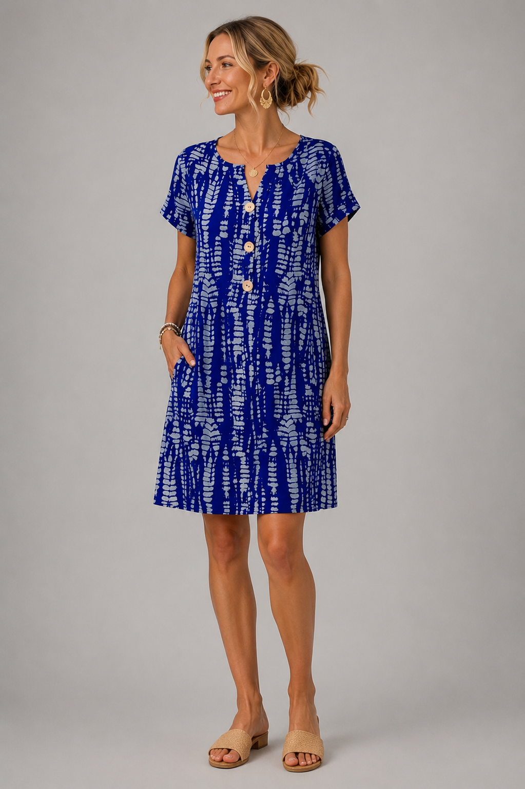 Constance | Knee-Length Colorblock Dress with V-Neck