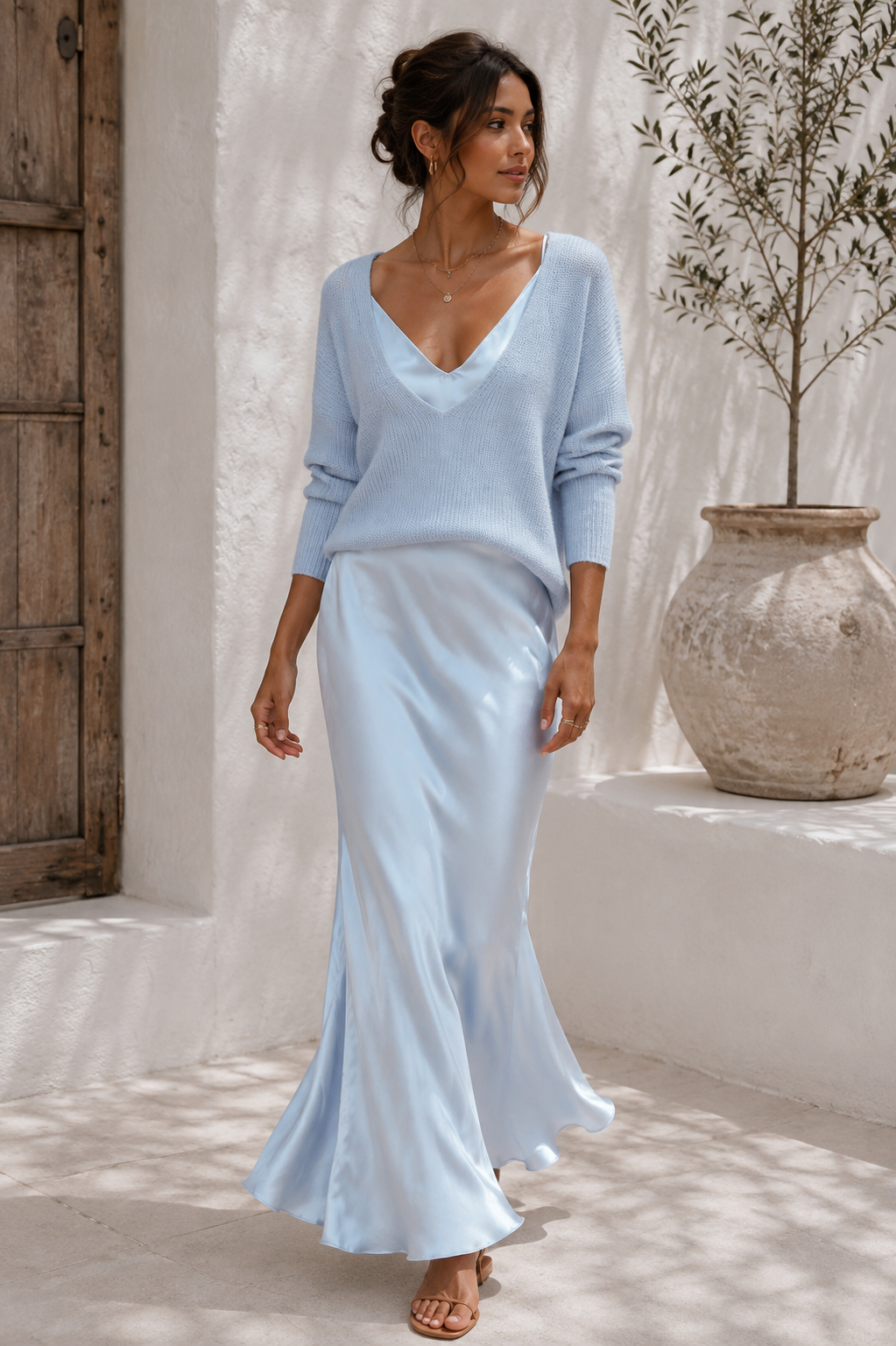 Alma | Elegant Satin Dress with Jersey