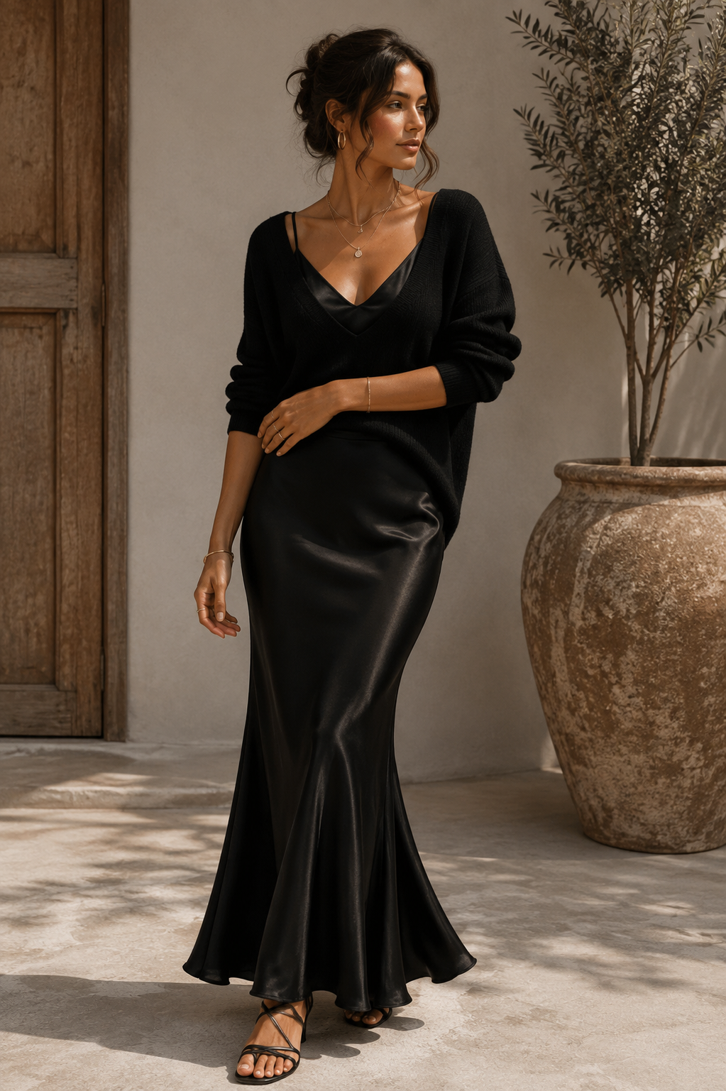 Alma | Elegant Satin Dress with Jersey