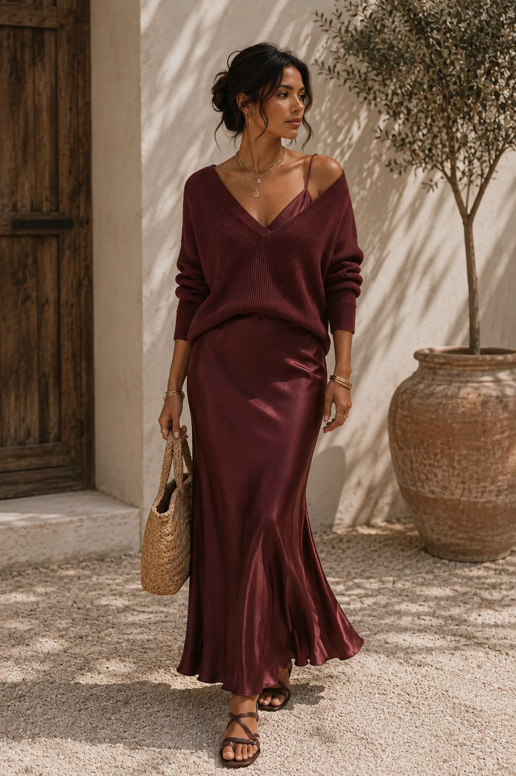 Alma | Elegant Satin Dress with Jersey