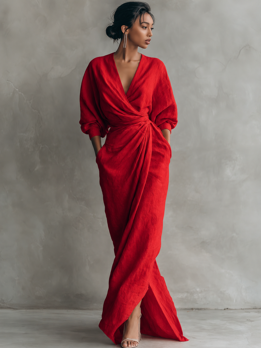 Roxa | Pink Maxi Dress with V-Neck