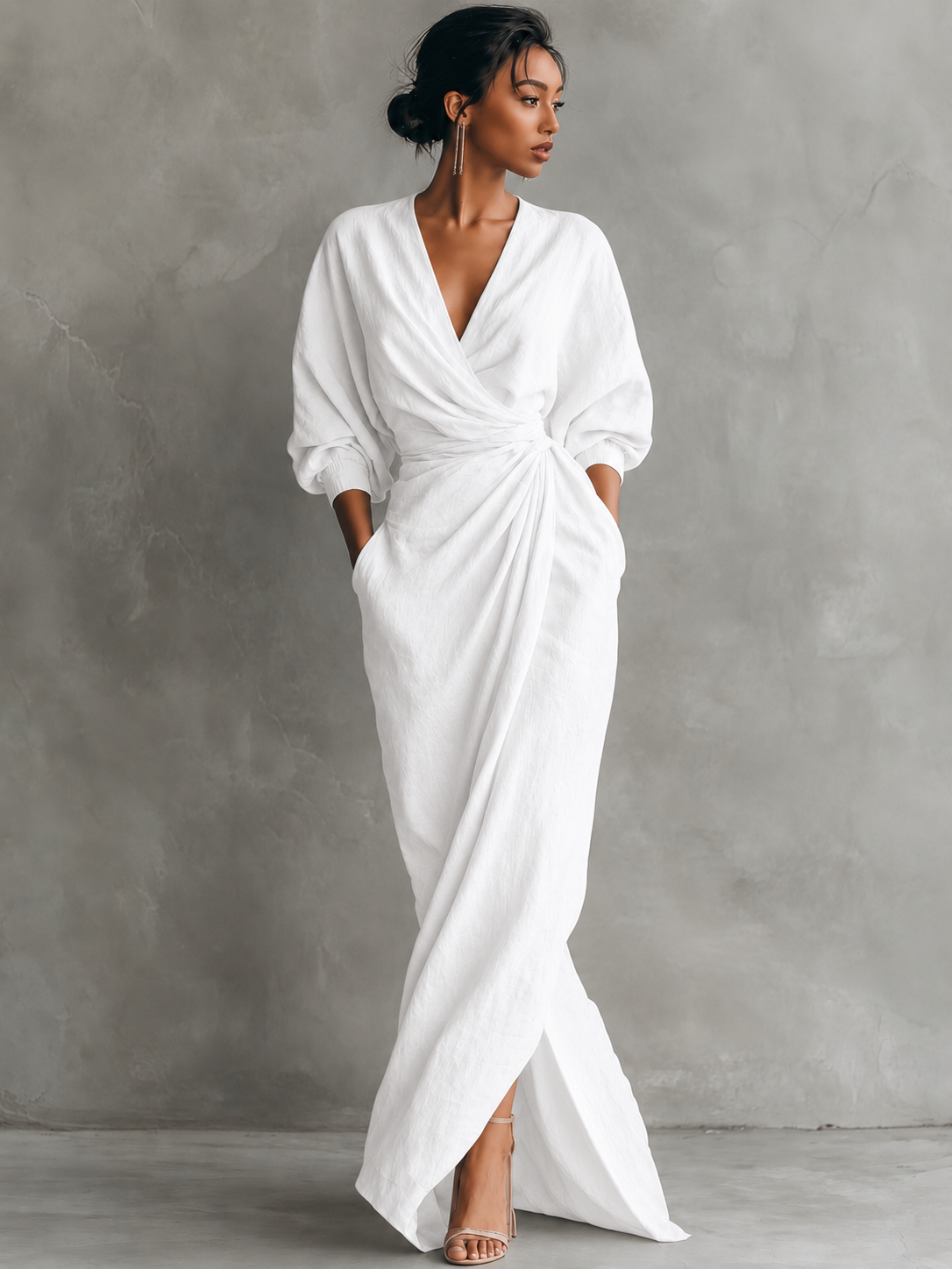 Roxa | Pink Maxi Dress with V-Neck