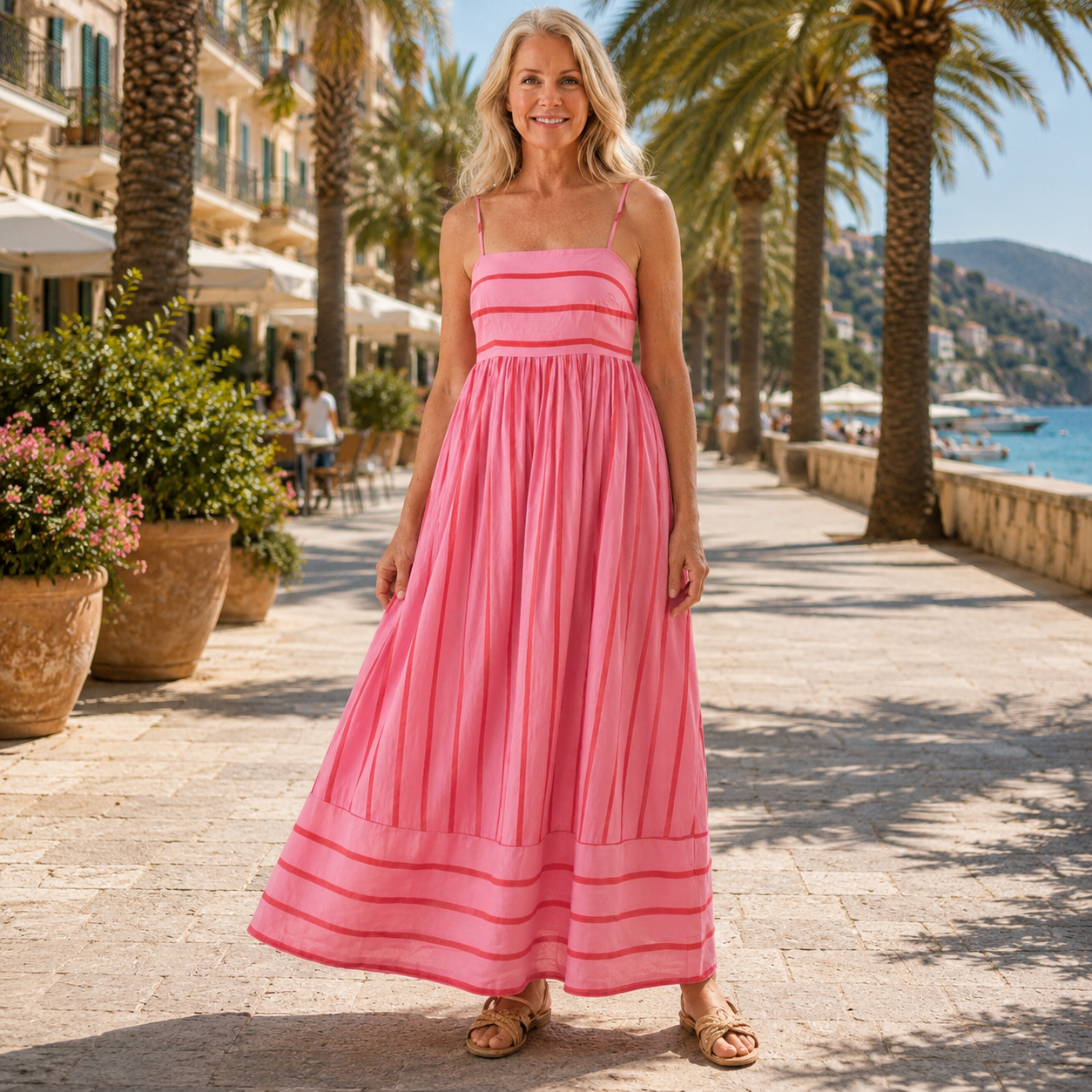 Oceane | Striped Spaghetti Strap Maxi Dress