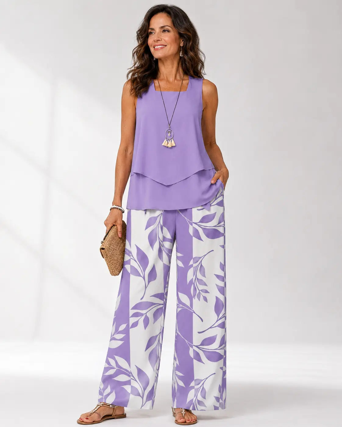 Justaâ„¢ | Lilac Set Blouse and Botanical Pants