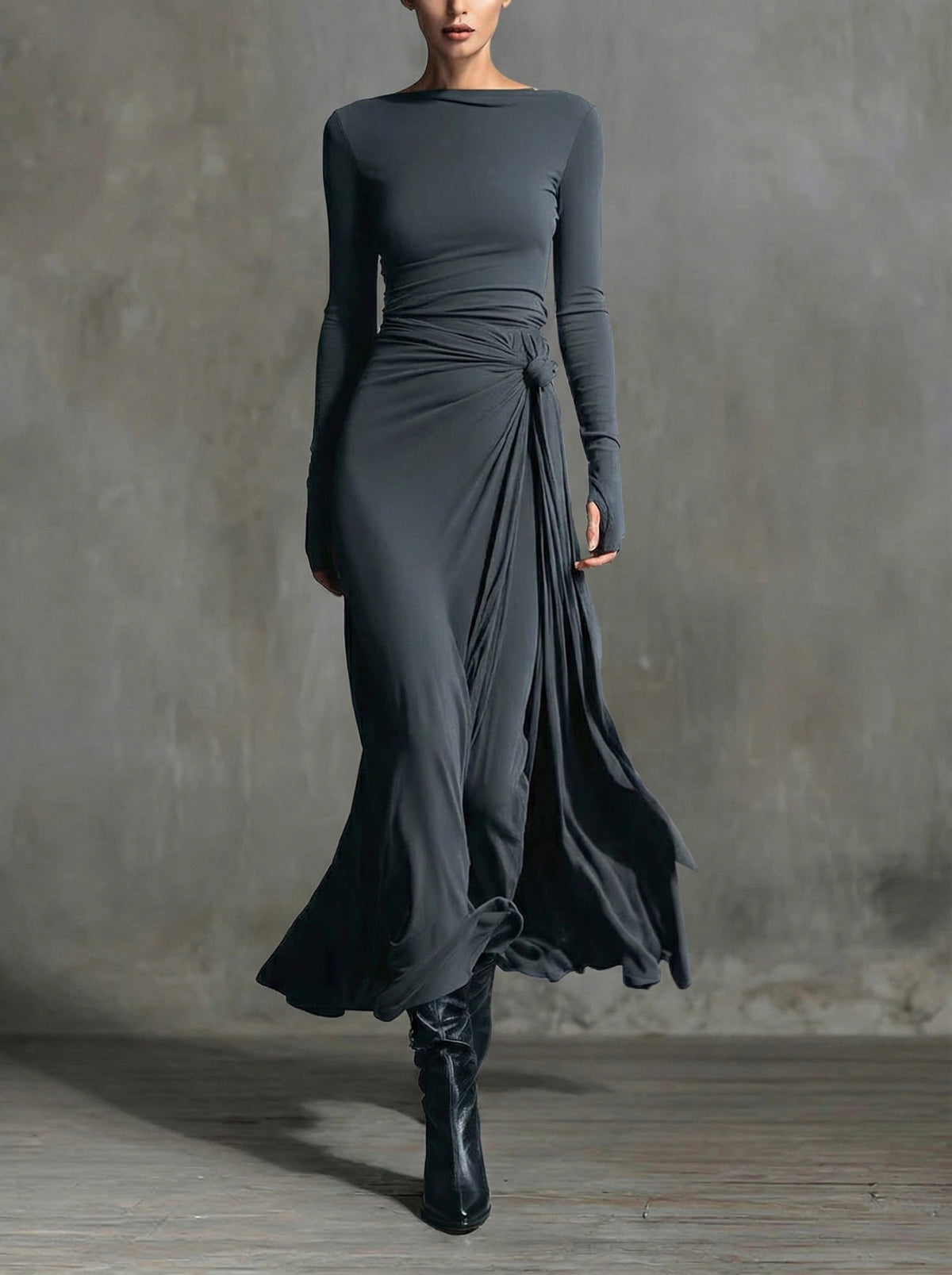 NAOMIE | Wrap-Knot Maxi Dress
