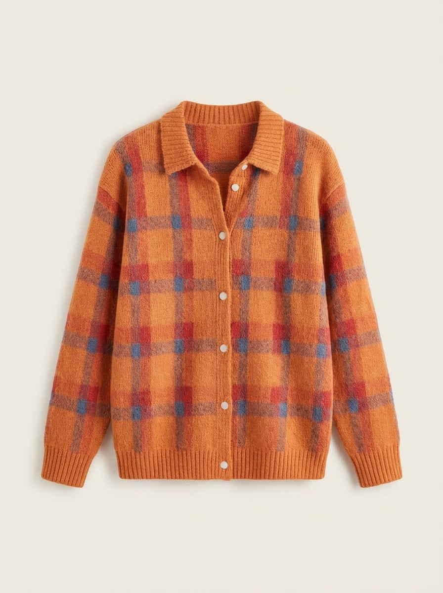 Anna - Premium Plaid Knit Cardigan