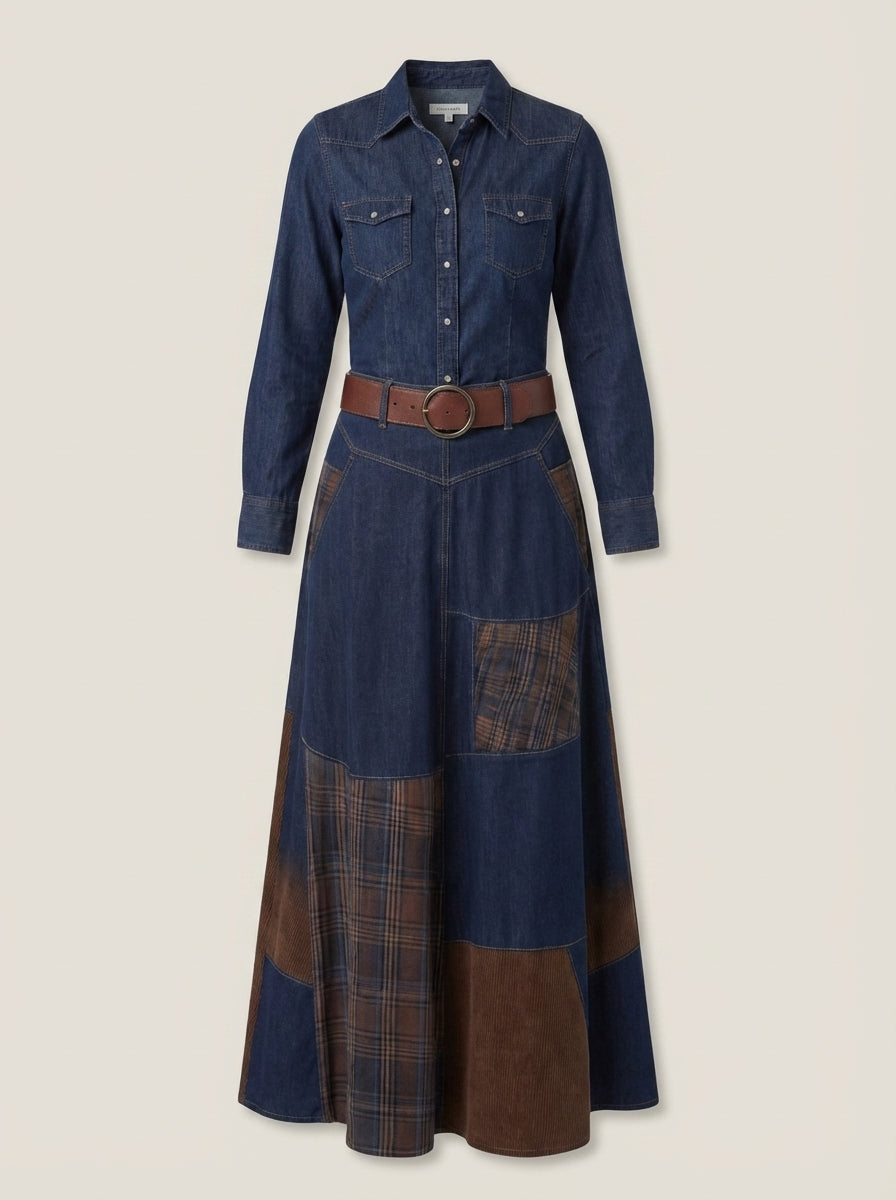 Azucena - Maxi Suede Dress with Belt