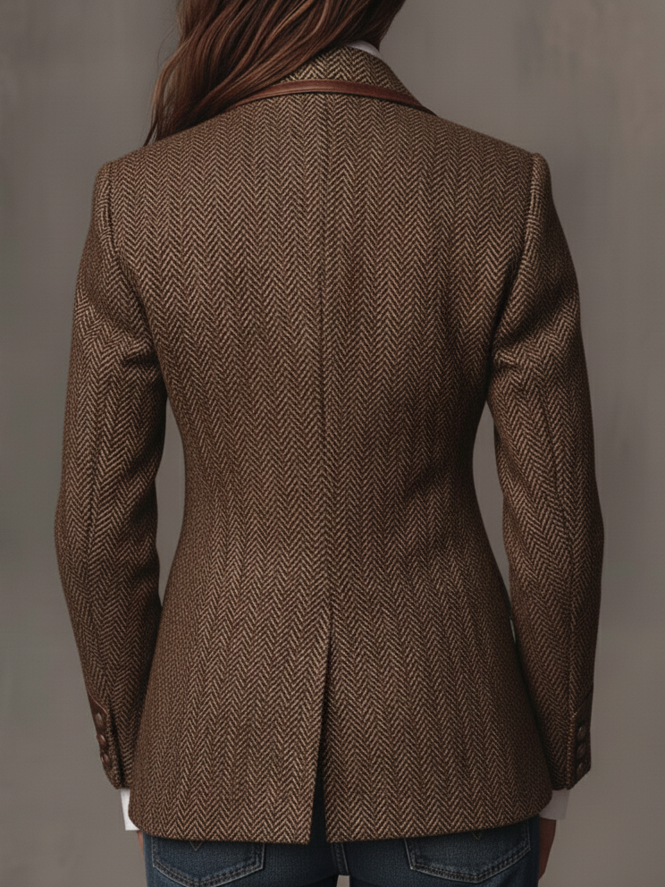 Houndstooth Women's Blazer with Printed Panels