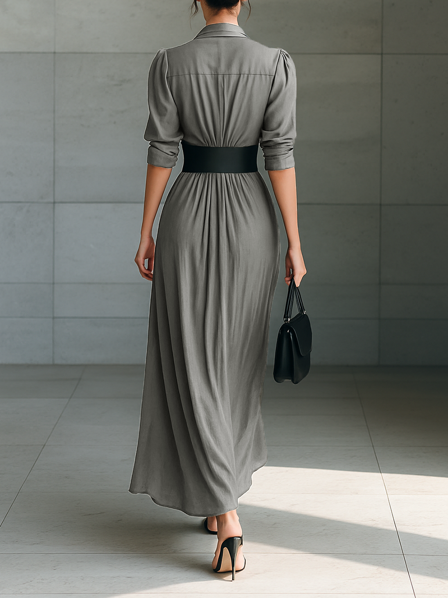 ZÉPHYRINE | Pleated Shirt Maxi Dress