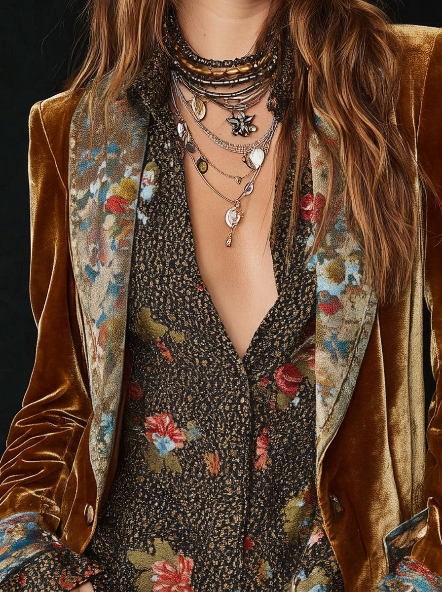 Marcela - Vintage Floral Print Patchwork Blazer