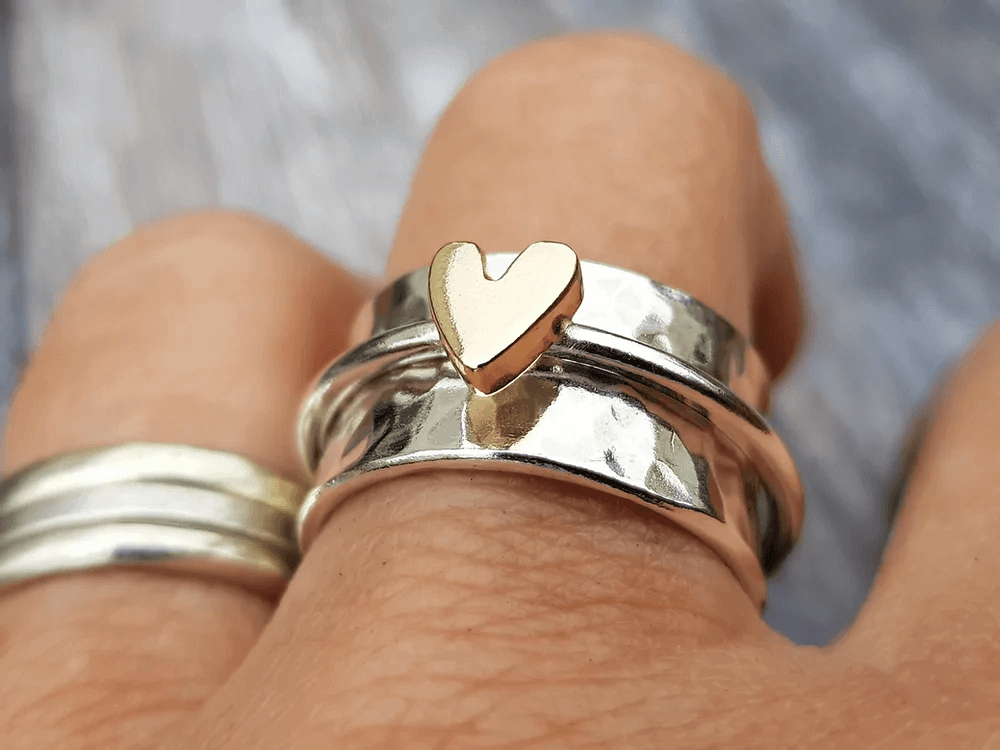 Isabel - Silver Ring with Golden Heart