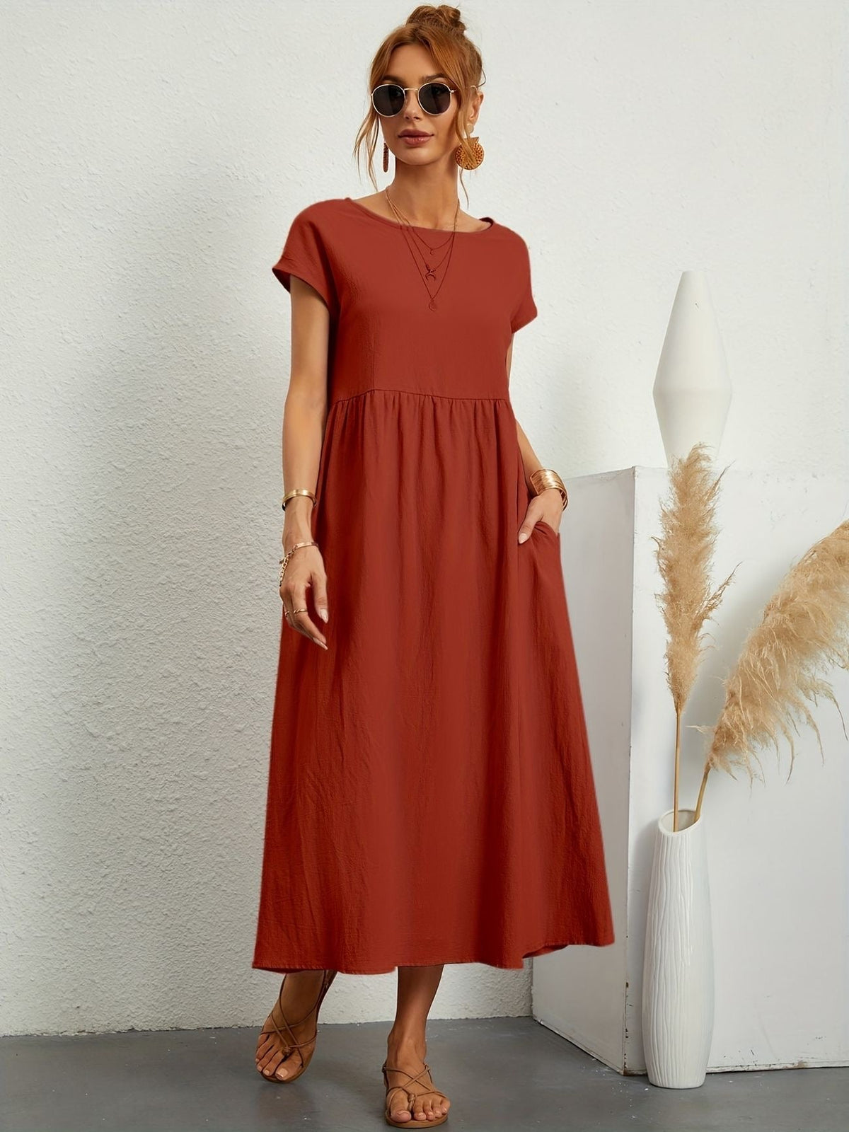 Clara | Fluid Midi Dress with Pockets