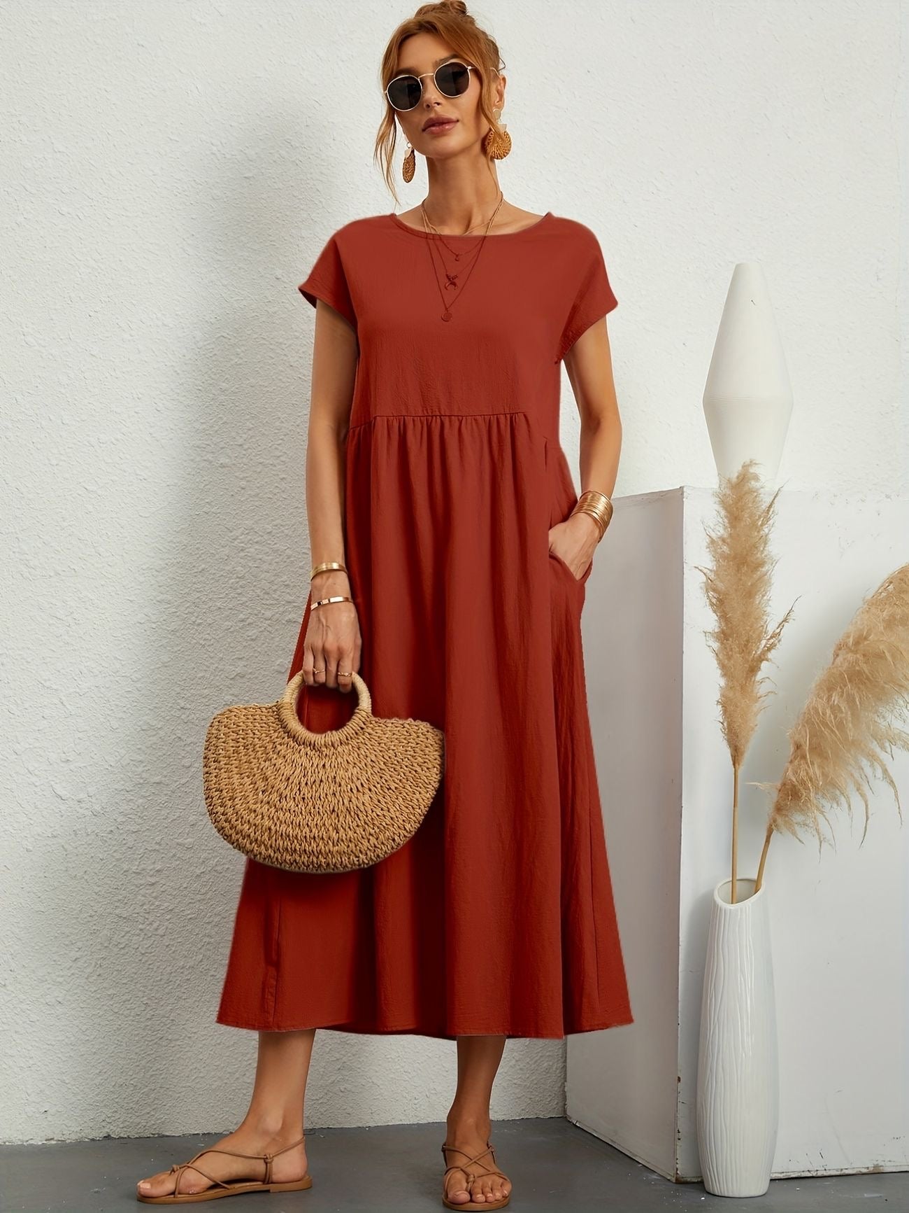 Clara | Fluid Midi Dress with Pockets